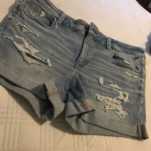 American Eagle Outfitters Light Blue Distressed Jean Shorts